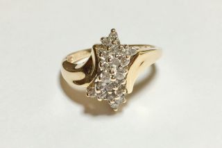 Womens Vintage Estate 14k Yellow Gold & Diamond Cluster Ring 3.  5g Size 6