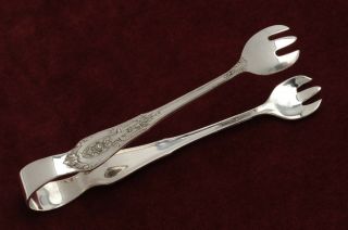 Rose Point By Wallace Sterling Silver Sugar Tongs 4 1/8 "