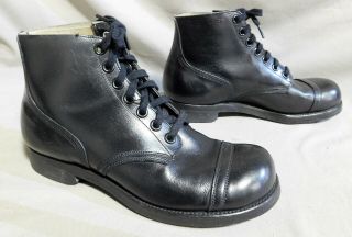 Vintage Addison Shoe Corp 1963 Chukka Black Leather Combat Military Boots 9.  5 R