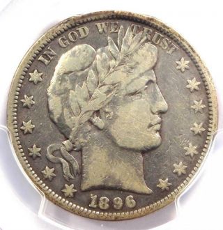 1896 - S Barber Half Dollar 50c - Pcgs Vf Details - Rare Date - Certified Coin