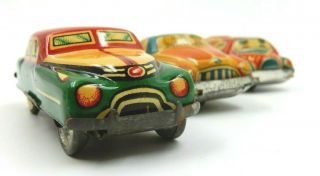 VINTAGE SET OF 3 TIN FRICTION TOY CARS FROM HAJI JAPAN GAS TRUCK & 2 TIN CARS 5