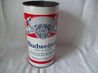 Vintage 19 " X 10 " Metal Budweiser Beer Trash Can Hard To Find