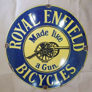 Royal Enfield Bicycles Vintage Porcelain Sign 24 Inches Round
