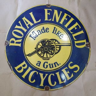 ROYAL ENFIELD BICYCLES VINTAGE PORCELAIN SIGN 24 INCHES ROUND 2