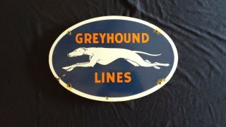 Vintage Greyhound Bus Lines Porcelain Metal Advertising Sign