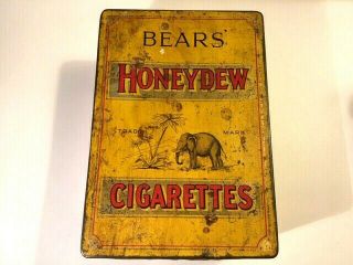 Rare Old Vintage Bears Honeydew Virginia Cigarettes Ad Litho Tin Box Trade Mark