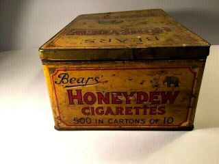 Rare Old Vintage Bears Honeydew Virginia Cigarettes Ad Litho Tin Box Trade Mark 4