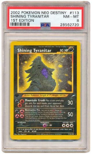 Shining Tyranitar - 113/105 - Psa 8 Nm - Mt - Holo Rare 1st Ed Pokemon Card 3q6