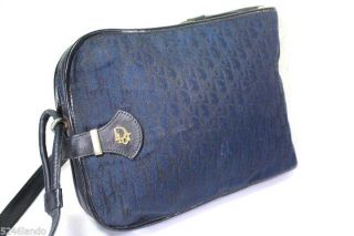 Vintage Christian Dior Navy Blue Canvas Small Sling Shoulder Bag