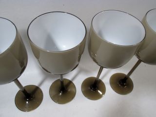 Vtg CARLO MORETTI Murano MIDCENTURY Smoke BRONZE Brown 4 Tall Water GOBLETS 3