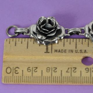 Vintage Danecraft 3D Rose Flower Sterling Silver Flower Bracelet 7.  5 