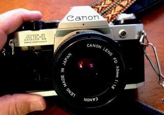 Vintage Canon Ae - 1 Program Camera W/3 Lenses,  Flash,  Vtg Leather Bag,  Access,