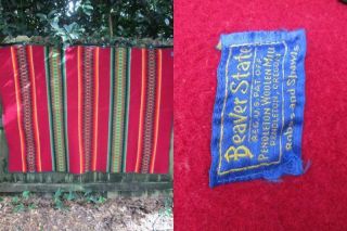Vtg Pendleton Beaver State Blanket Wool Burgundy Red Striped Colors 80x60