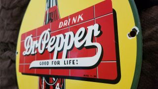 VINTAGE DR PEPPER PORCELAIN GAS SODA BEVERAGE DRINK COLA IN BOTTLES SIGN 3