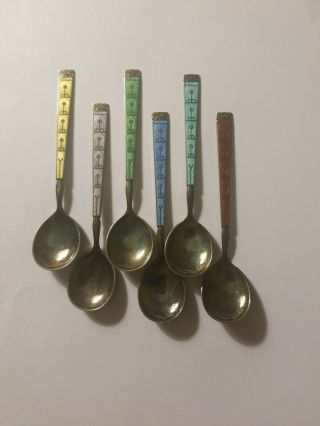 Norwegian Vintage Enamel Spoons From Hestenes 925s