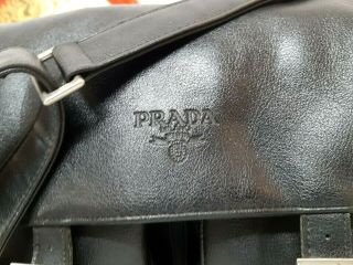 VINTAGE PRADA MEN ' S SMALL BLACK LEATHER CROSSBODY MESSENGER BAG 2