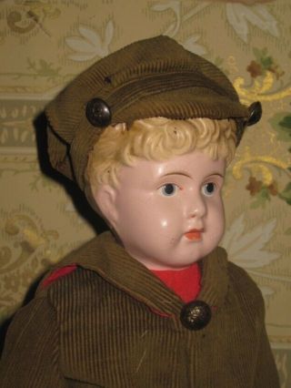 Fabulous Factory 17 " Antique Minerva Painted Metal Head Boy Doll