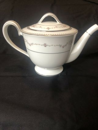 Noritake Fairmont 6102 Vintage China Tea Pot And Lid With Platinum Trim Teapot.