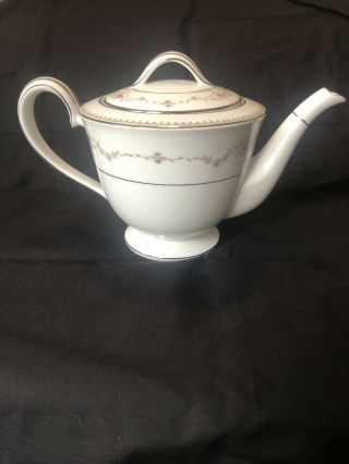 Noritake Fairmont 6102 Vintage China Tea Pot and Lid with Platinum Trim Teapot. 2
