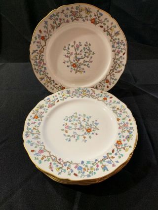 Set Of 7 Vintage Spode Shanghai Dinner Plates Bone China England 10 5/8”