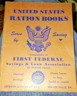 Ration Book Cover First Federal Savings And Loan Beaver Falls Pa 1944