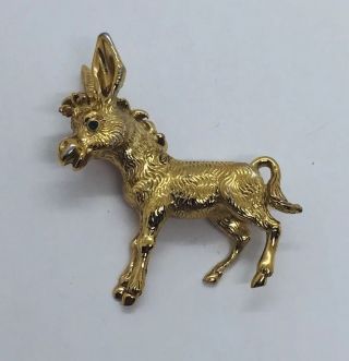 Ciner Vintage Yellow Gold Plated Figural Donkey Pin