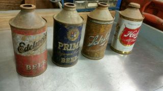 vintage cone top prima schlitz edelweiss huber beer cans 2