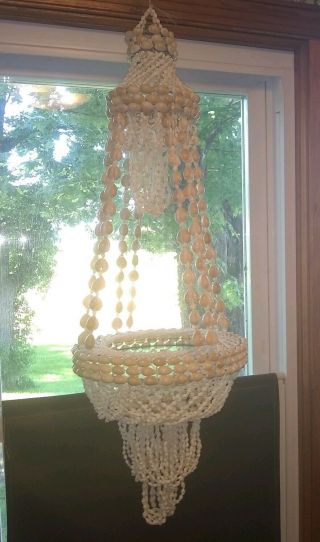 Vintage Sea Shell Macrame Style Hanging Plant Holder Hanger 33 ".