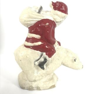 Vintage Christmas Paper Mache Santa Riding Polar Bear Candy Container 2