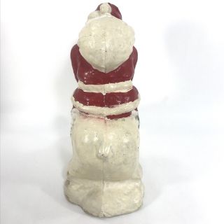 Vintage Christmas Paper Mache Santa Riding Polar Bear Candy Container 4