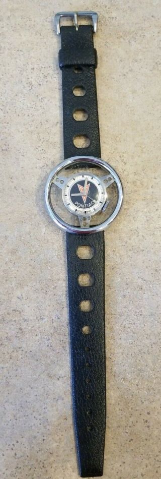 Vintage Old England Pontiac Steering Wheel Wrist Watch W/ Tropic Band