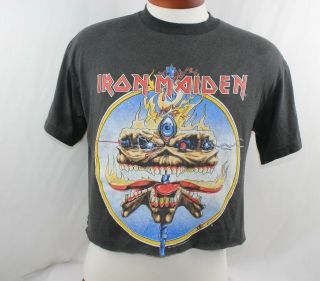 Vtg Iron Maiden The Clairvoyant Concert Tour Tee Metal Rock T Shirt 1988 1980s