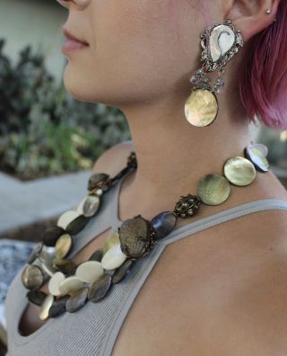 Rare Vintage Maya Necklace & Earring Set Designer Signed Costume Jewelry 23” 3