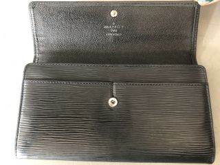 Vintage Louis Vuitton Epi Noir Black Leather Wallet LV Monogram Logo 6