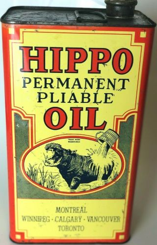 Rare Acme Hippo Permanent Pliable Oil Sealer Varnish 1gal Canada Advertising Vtg