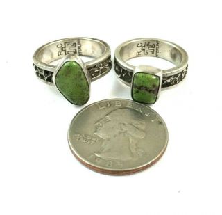 VTG Native American Sterling Silver Gaspeite His and Hers Ring Set.  Unique Stamp 6