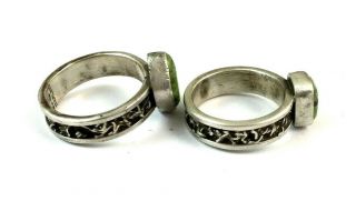 VTG Native American Sterling Silver Gaspeite His and Hers Ring Set.  Unique Stamp 7