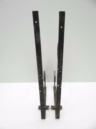 Vintage Pair Old Black Metal Steel & Wrought Iron Porch Hardware Planter Hangers 4