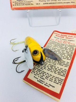 VINTAGE TOUGH HEDDON CRAZY CRAWLER FISHING LURE YELLOW SHORE RED EYE 2120 SWEET 2