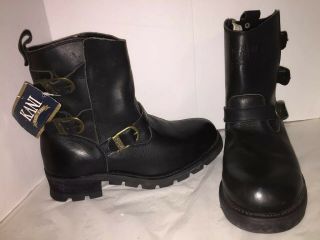Karl Kani Men Size 14 Vintage Leather Motorcycle Riding Boots Rare Triple Buckle