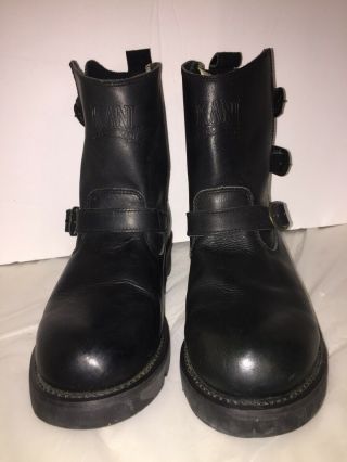 Karl Kani Men Size 14 Vintage Leather Motorcycle Riding Boots Rare Triple Buckle 2