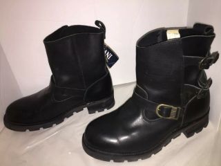 Karl Kani Men Size 14 Vintage Leather Motorcycle Riding Boots Rare Triple Buckle 3