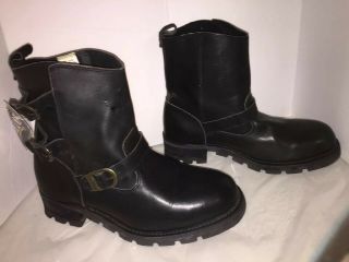 Karl Kani Men Size 14 Vintage Leather Motorcycle Riding Boots Rare Triple Buckle 4