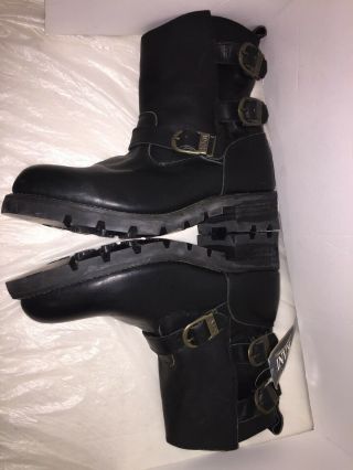 Karl Kani Men Size 14 Vintage Leather Motorcycle Riding Boots Rare Triple Buckle 7