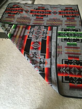 Vtg Beaver State Pendleton Wool Navajo Aztec Indian Blanket “79 X 83 7