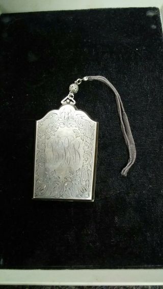 Antique Sterling Silver Compact Dance Purse With Mesh Chain