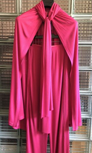 Vtg 80’s Missoni Orange Label Pink Knit Cape & Pants Sz 46 I Magnin’s
