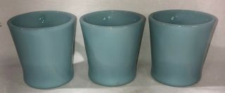 THREE (3) Vintage Fire King Oven Ware D Handle Mugs,  Azurite Delphite Blue USA 2