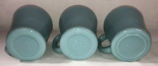 THREE (3) Vintage Fire King Oven Ware D Handle Mugs,  Azurite Delphite Blue USA 3