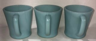 THREE (3) Vintage Fire King Oven Ware D Handle Mugs,  Azurite Delphite Blue USA 6